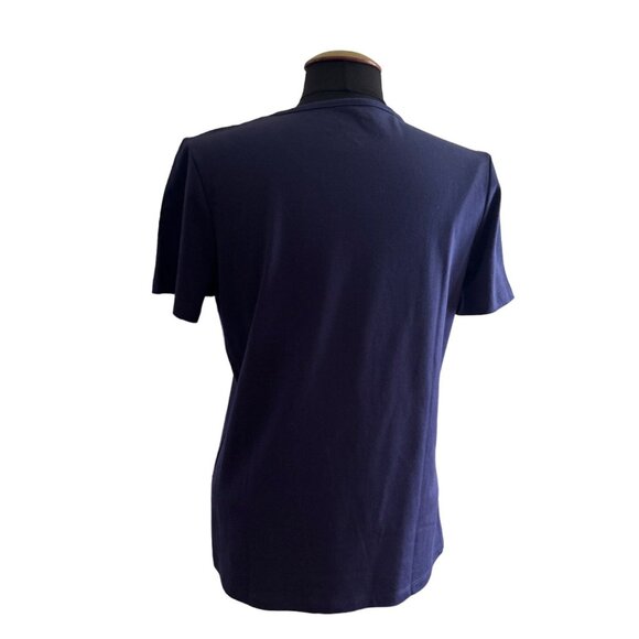 Coral Bay Women's Short Sleeve Navy Top With Rhinestone Circle Design, Size Med - Picture 4 of 7